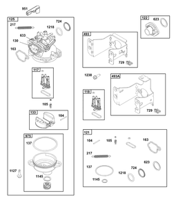 Carburetor Group Diagram and Parts List for 123P02-0056-H1 100000 - 19Z999 Briggs and Stratton Engine